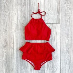Pak Pak Red Peplum Swimsuit Set- never worn